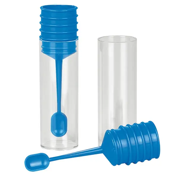 Stool sample container with spatula 